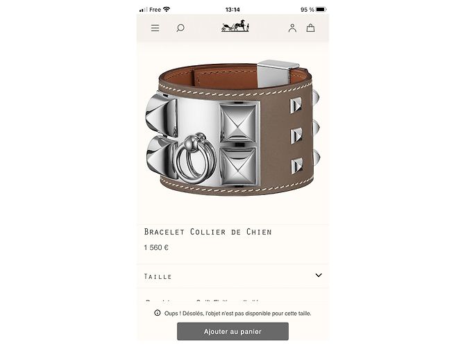 Pulsera Hermès Collar de perro beige de piel - vista 7