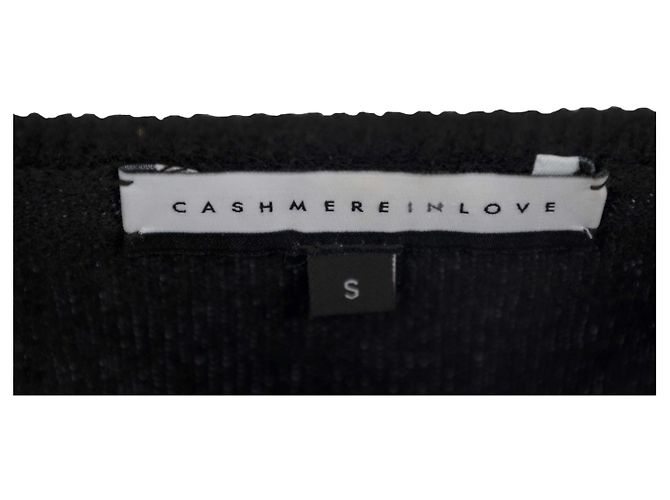 Autre Marque CashmereInLove Cardigan mit Schmucksteinen Schwarz - Ansicht 3