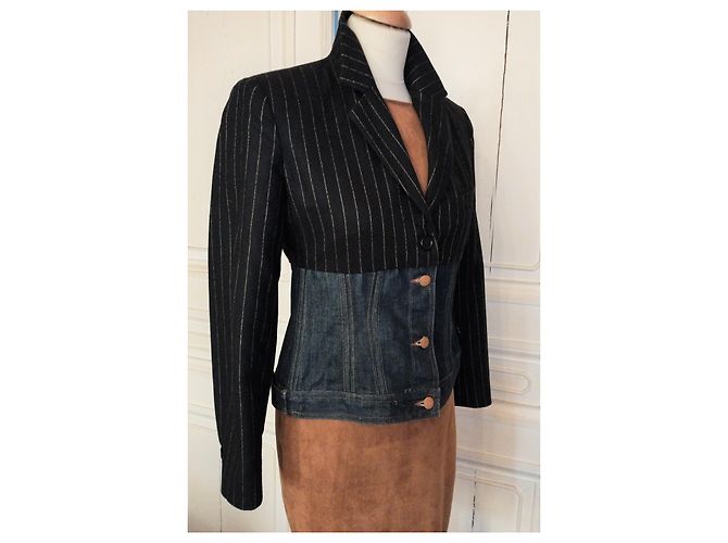 Jean Paul Gaultier GAULTIER GIACCA DONNA TRENDY IN LANA E DENIM T 36/38 - vista 2