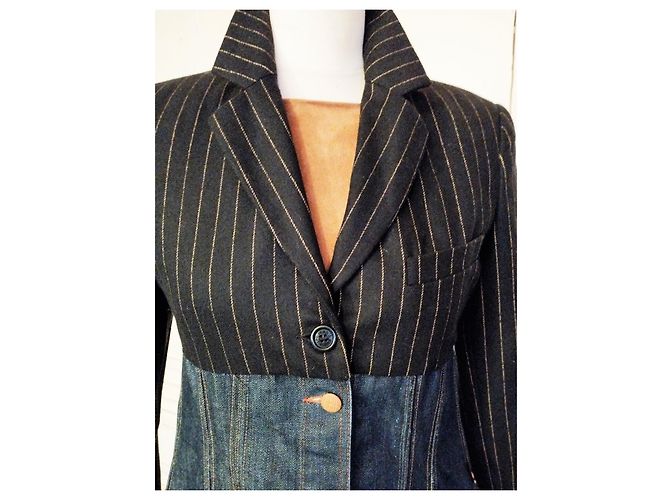 Jean Paul Gaultier GAULTIER GIACCA DONNA TRENDY IN LANA E DENIM T 36/38 - vista 4