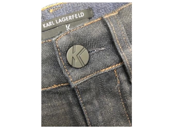 Karl Lagerfeld falda Karl Lagarfeld 36 (S) algodón revestido azul marino - vista 3