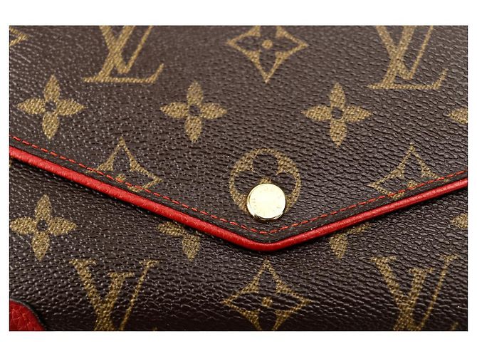 LOUIS VUITTON MONOGRAM PORTEFEUILLE CARTERA LARGA SARAH RETIRO Castaño Roja - vista 17