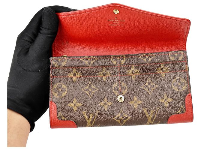 LOUIS VUITTON MONOGRAM PORTEFEUILLE CARTERA LARGA SARAH RETIRO Castaño Roja - vista 18