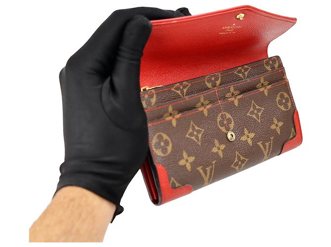 LOUIS VUITTON MONOGRAM PORTEFEUILLE CARTERA LARGA SARAH RETIRO Castaño Roja - vista 19