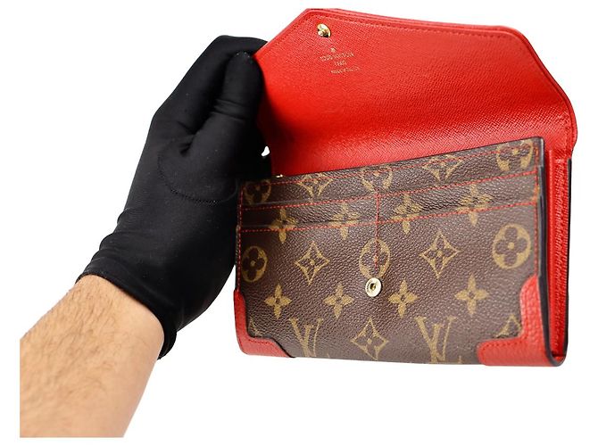 LOUIS VUITTON MONOGRAM PORTEFEUILLE CARTERA LARGA SARAH RETIRO Castaño Roja - vista 20