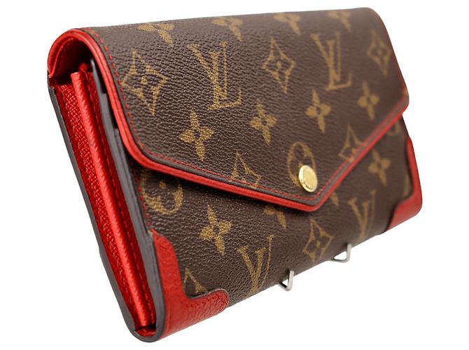 LOUIS VUITTON MONOGRAM PORTEFEUILLE CARTERA LARGA SARAH RETIRO Castaño Roja - vista 3