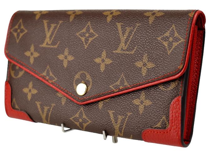 LOUIS VUITTON MONOGRAM PORTEFEUILLE CARTERA LARGA SARAH RETIRO Castaño Roja - vista 5