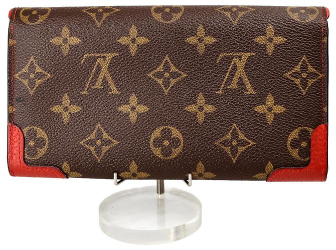LOUIS VUITTON MONOGRAM PORTEFEUILLE CARTERA LARGA SARAH RETIRO Castaño Roja - vista 7