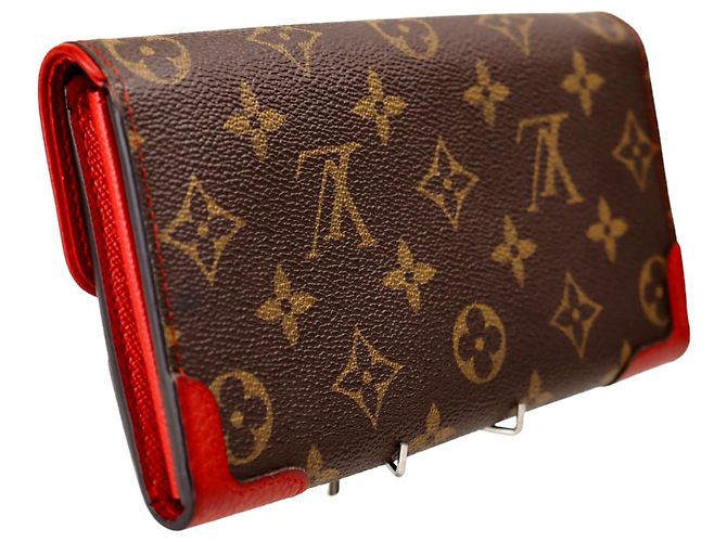 LOUIS VUITTON MONOGRAM PORTEFEUILLE CARTERA LARGA SARAH RETIRO Castaño Roja - vista 8