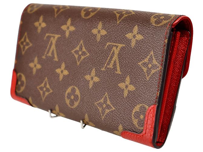 LOUIS VUITTON MONOGRAM PORTEFEUILLE CARTERA LARGA SARAH RETIRO Castaño Roja - vista 9