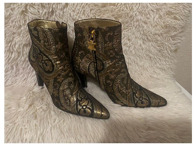 Botines Celine Daoust Marrones de Lona y Piel Castaño - vista 2