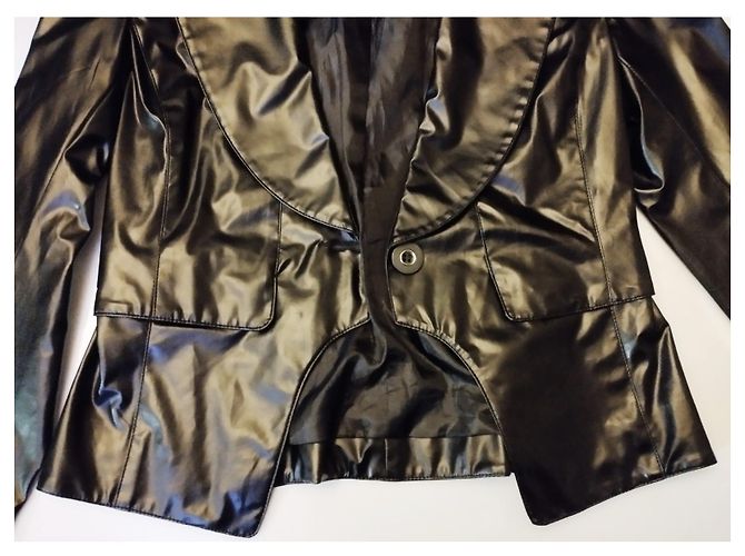 CHAQUETA MARC JACOBS GLAM ROCK SILK VINILO EFECTO CUERO TL Negro - vista 10