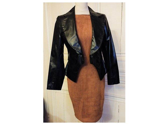 CHAQUETA MARC JACOBS GLAM ROCK SILK VINILO EFECTO CUERO TL Negro - vista 11