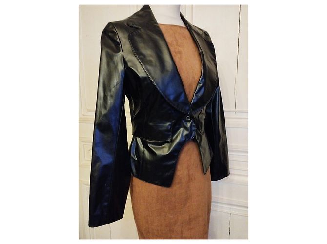 CHAQUETA MARC JACOBS GLAM ROCK SILK VINILO EFECTO CUERO TL Negro - vista 12
