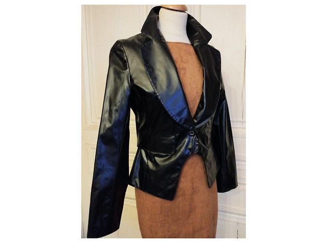 CHAQUETA MARC JACOBS GLAM ROCK SILK VINILO EFECTO CUERO TL Negro - vista 2