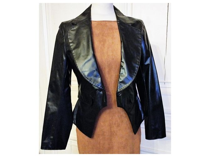 CHAQUETA MARC JACOBS GLAM ROCK SILK VINILO EFECTO CUERO TL Negro - vista 4