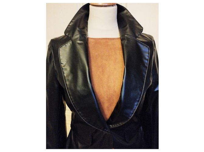 CHAQUETA MARC JACOBS GLAM ROCK SILK VINILO EFECTO CUERO TL Negro - vista 8
