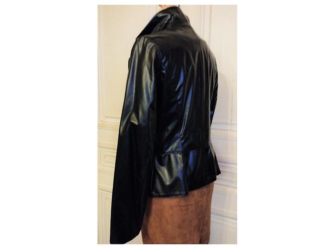 CHAQUETA MARC JACOBS GLAM ROCK SILK VINILO EFECTO CUERO TL Negro - vista 9