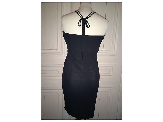 Love Moschino MOSCHINO BUSTIER KLEID ABEND SEIDE PERLPERLEN T 38/40 Schwarz - Ansicht 5