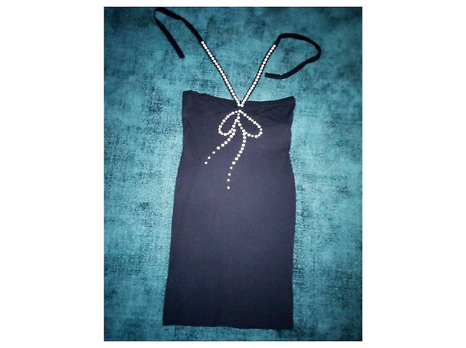 Love Moschino MOSCHINO BUSTIER KLEID ABEND SEIDE PERLPERLEN T 38/40 Schwarz - Ansicht 7