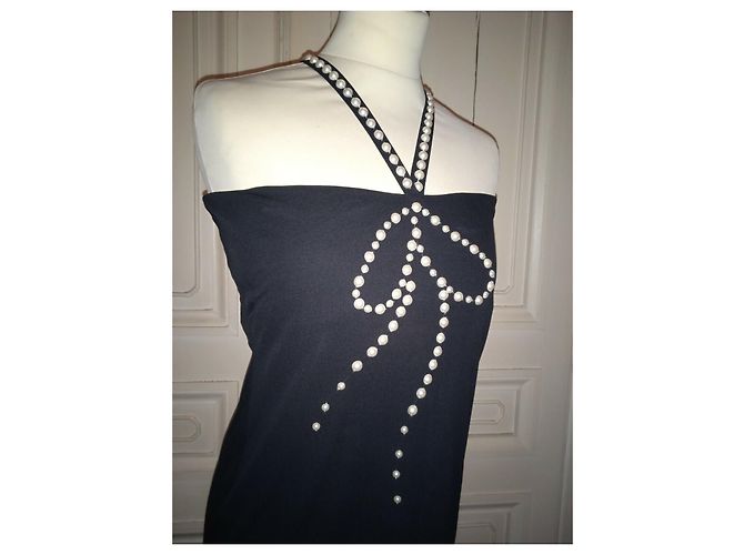 Love Moschino MOSCHINO BUSTIER KLEID ABEND SEIDE PERLPERLEN T 38/40 Schwarz - Ansicht 8