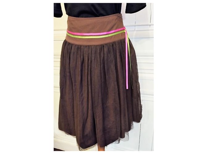 KENZO GONNA foderata GONNA TULLE BALLERINA LACCI T 34/36 Marrone scuro - vista 2