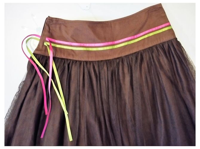 KENZO GONNA foderata GONNA TULLE BALLERINA LACCI T 34/36 Marrone scuro - vista 3