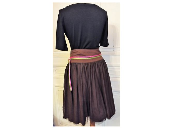 KENZO GONNA foderata GONNA TULLE BALLERINA LACCI T 34/36 Marrone scuro - vista 4