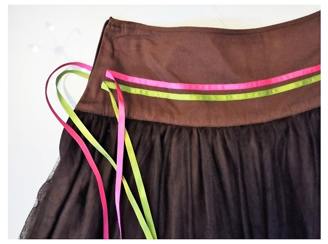 KENZO GONNA foderata GONNA TULLE BALLERINA LACCI T 34/36 Marrone scuro - vista 6