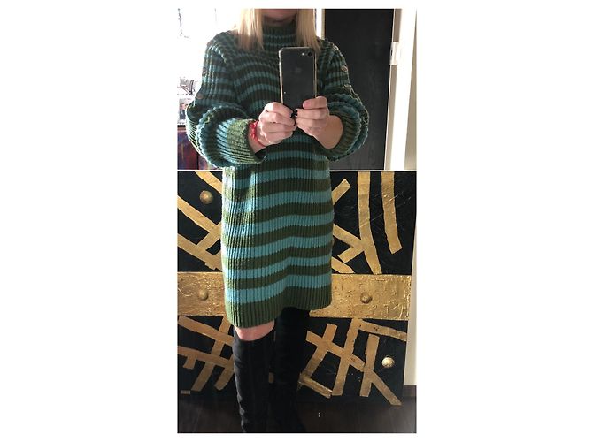 Jersey largo de lana a rayas verde Alberta Ferretti - vista 2