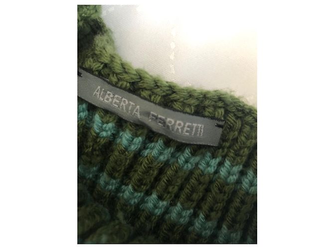 Jersey largo de lana a rayas verde Alberta Ferretti - vista 5