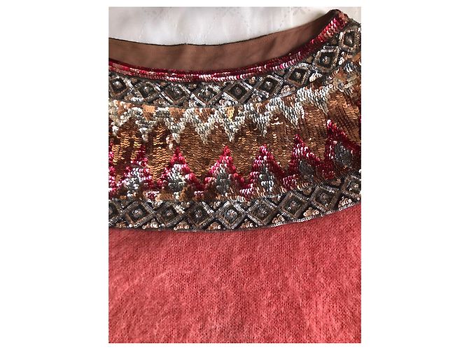 Alberta Ferretti Langer Pullover aus Mohair mit Pailletten Rosa Pink - Ansicht 2