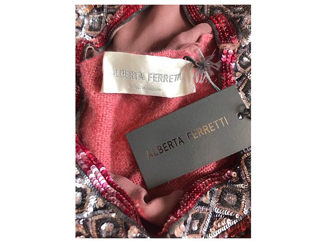 Alberta Ferretti Langer Pullover aus Mohair mit Pailletten Rosa Pink - Ansicht 8