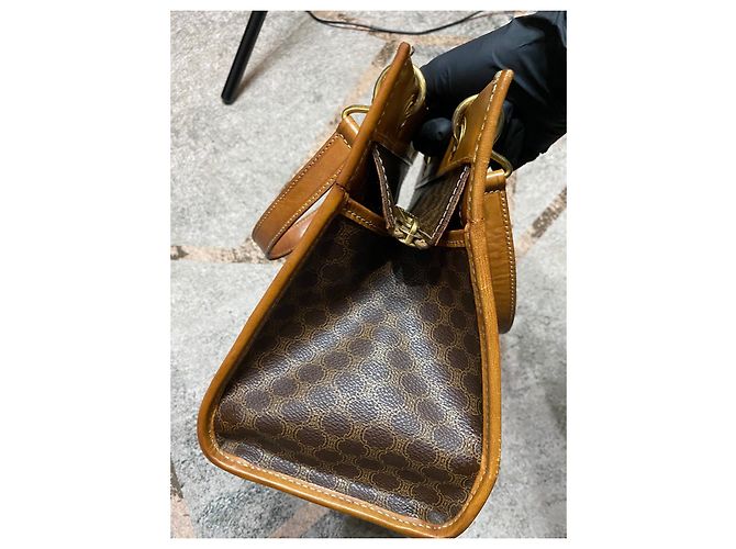Borsa a mano Céline Triomphe Macadam Marrone Tela e Pelle Marrone scuro - vista 11