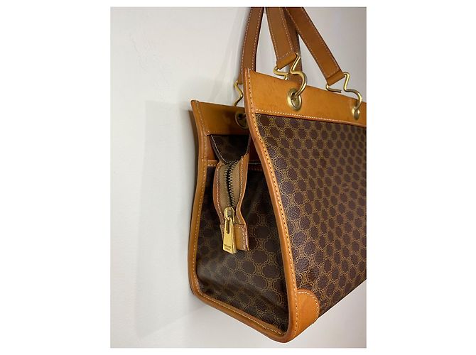 Borsa a mano Céline Triomphe Macadam Marrone Tela e Pelle Marrone scuro - vista 2