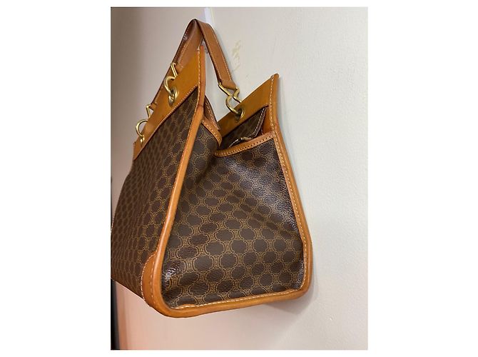 Borsa a mano Céline Triomphe Macadam Marrone Tela e Pelle Marrone scuro - vista 3