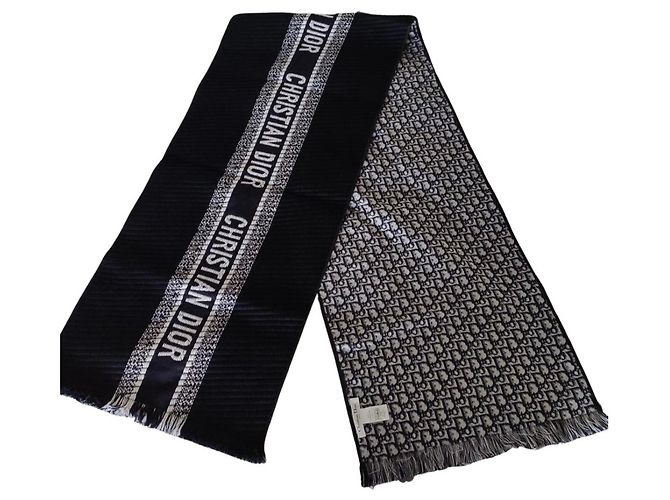 Foulard / Écharpe Réversible Gris Motif Oiseaux - 90% Viscose 10% Coton - Unisexe Neuf