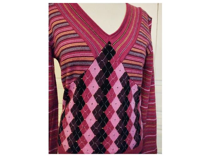 CHRISTIAN LACROIX WOLLPULLOVER TRENDY BAYADERE LOSANGES S XL ODER 38/40 Mehrfarben - Ansicht 10