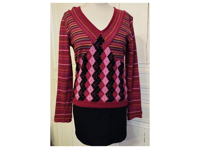 CHRISTIAN LACROIX WOLLPULLOVER TRENDY BAYADERE LOSANGES S XL ODER 38/40 Mehrfarben - Ansicht 12