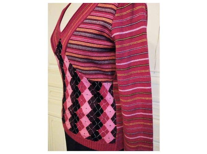 CHRISTIAN LACROIX WOLLPULLOVER TRENDY BAYADERE LOSANGES S XL ODER 38/40 Mehrfarben - Ansicht 7