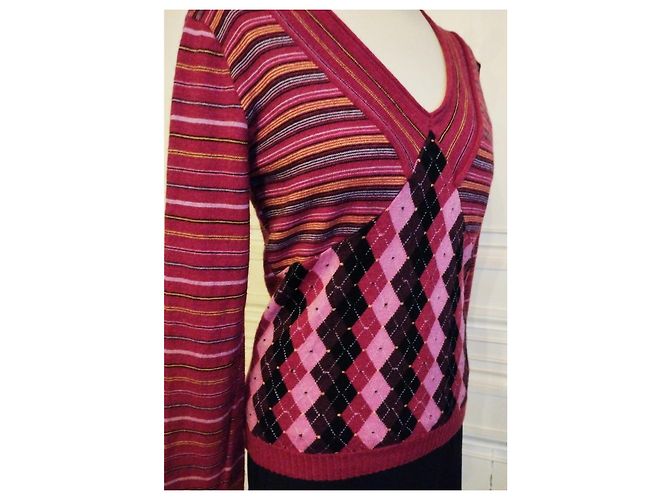 CHRISTIAN LACROIX WOLLPULLOVER TRENDY BAYADERE LOSANGES S XL ODER 38/40 Mehrfarben - Ansicht 9