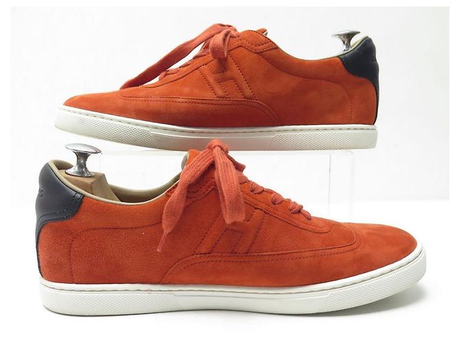 Hermès CHAUSSURES BASKETS HERMES QUICKER 39 CHEVRE VELOURS ORANGE BOITE SNEAKERS - vue 2
