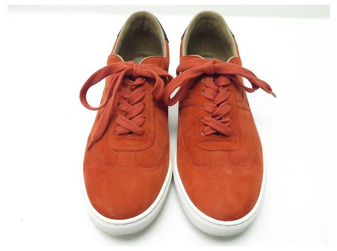 Hermès CHAUSSURES BASKETS HERMES QUICKER 39 CHEVRE VELOURS ORANGE BOITE SNEAKERS - vue 6