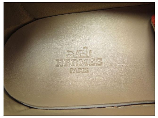 Hermès CHAUSSURES BASKETS HERMES QUICKER 39 CHEVRE VELOURS ORANGE BOITE SNEAKERS - vue 7
