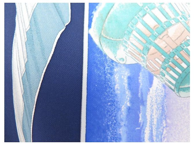 Hermès HERMES VENT PORTANT SCIARPA YANNICK MANIER CARRE 90 SETA SCIARPA IN SETA BLU - vista 5