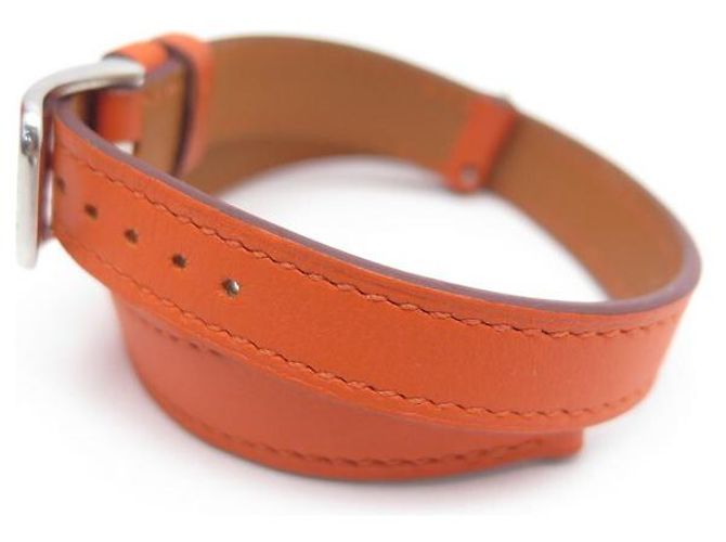 Hermès NOVA CORREIA HERMES PARA CAPE COD RELÓGIO FORRADO PM EM COURO LARANJA - vista 2