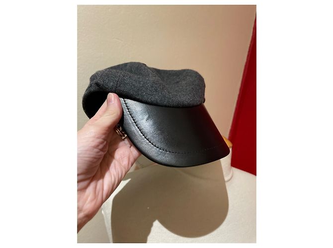 Minelli Kappe Grau aus Leder und Wolle Mehrfarben - Ansicht 7