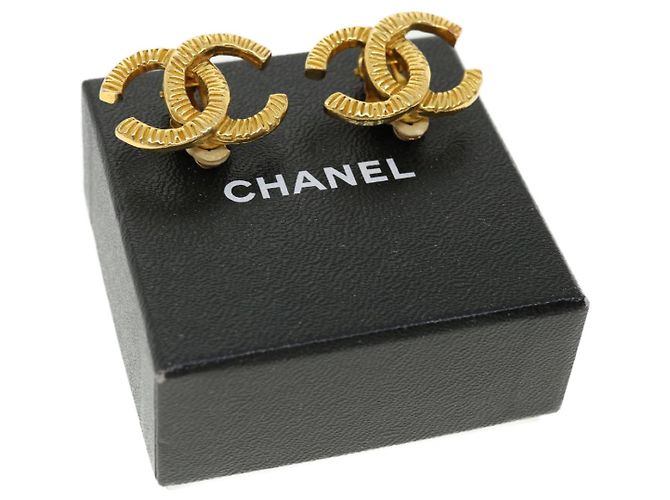 CHANEL COCO Marchio Orecchino metallo Oro CC Auth fm1999 D'oro - vista 19