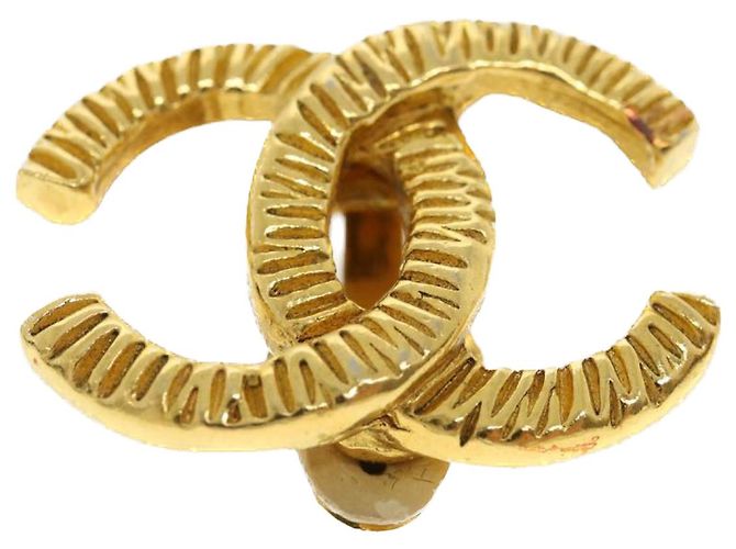 CHANEL COCO Marchio Orecchino metallo Oro CC Auth fm1999 D'oro - vista 2