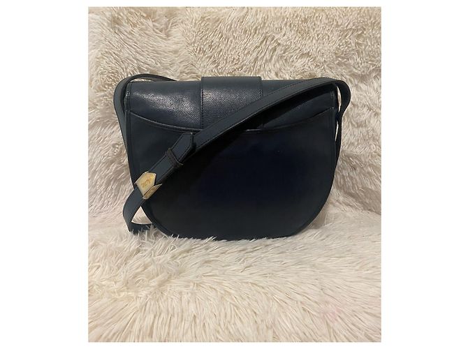 Borsa Yves Saint Laurent in pelle blu navy - vista 2